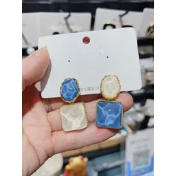 AGARWALPRODUCT Gold Plated Crystals Geometric Drop Earrings-picture-16