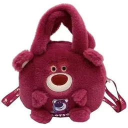 agc Cute Plush Shoulder Bag Soft Fluffy Cartoon Tote for Girls & Women Travel Wallet Coin Purse Cosmetic Storage Bag for Small Accessories Best Gifts for Kids Girls, Multicolor (Dark Pink)-picture-36