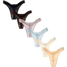 agdoizry G String Men's Thong Ice Silk Low Rise Panties 6 Colours, 6 colours., S-picture-30