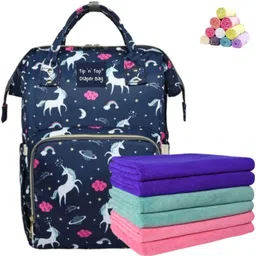 agroculture Blue Unicorn Printed Travelling Diaper bag backpack Baby Diaper bag with 1 pc (M size) Dry sheet (100cm * 70 cm)-picture-13