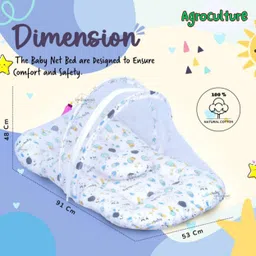 agroculture Mosquito and Insect Protection Net for Babies, Portable Mattress with Pillow Cotton Washable Kids Mosquito Net-picture-4