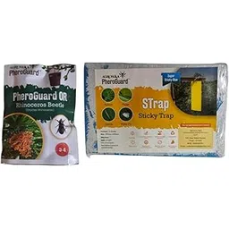 Agrosiaa PheroGuard OR Lure for Rhinoceros Beetle - Agriculture Use | 50-60 Days Life | (Pack of 5) | & | 8 x 12 cm Blue Sticky Trap Pack of 10 Sheets Garden Agriculture Control-image-33