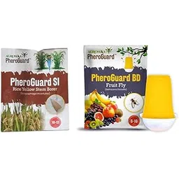 Agrosiaa PheroGuard SI Rice Yellow Stem Borer Lure - Scirpophaga Incertulas | Pack of 10 | & | BD Combo Pack Pheromone Lure for Bactrocera Dorsalis Glass Trap, Pack of 5-image-1