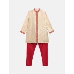 ahalyaa Boys Cream-Coloured Printed Kurta with Pyjamas-picture-42