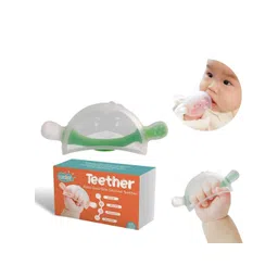 AHC Green Soft Silicone Baby Teether BPA Free 2-in-1 Hand Teething Toy-picture-45