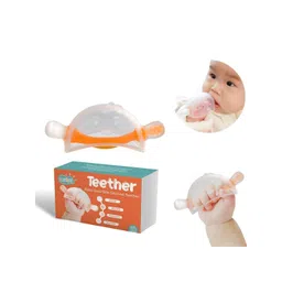 AHC Orange-Colored & Transparent 2-in-1 Soft Silicone Baby Hand Teether-picture-23