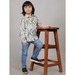 AHC Unisex Kids Spread Collar Graphic Printed Casual Shirt-picture-26
