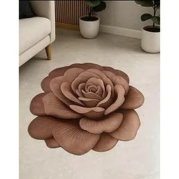 AHD 3D Rose Flower Rug Mat for Home Decor | Anti-Skid Velvet Floor Mat for Bedroom, Balcony, Living Room, Doorway – Soft & Plush Multi-Purpose Carpet (Light Brown)-picture-17