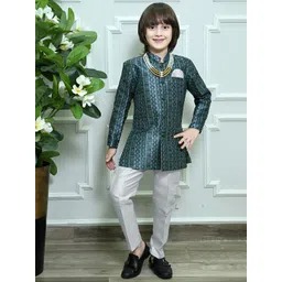 ahhaaaa Boys Ethnic Motifs Woven Design Regular Kurta with Trousers-image-8