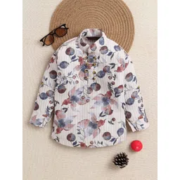 ahhaaaa Boys Floral Printed Bandhani Daily Cotton Straight Kurta-picture-27