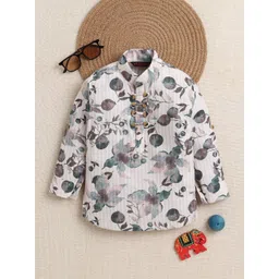 ahhaaaa Boys Foral Printed Mandarin Collar Kurta image 1