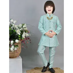ahhaaaa Boys Sequin Embellished Sherwani Set-picture-13