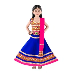 ahhaaaa Girls Blue & Magenta Embellished Ready to Wear Lehenga & Blouse With Dupatta-picture-41