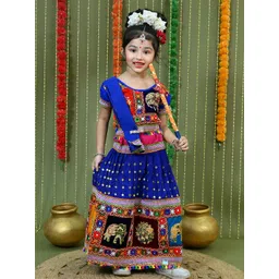 ahhaaaa Girls Embellished Kalamkari Ready to Wear Lehenga & Blouse With Dupatta-picture-40