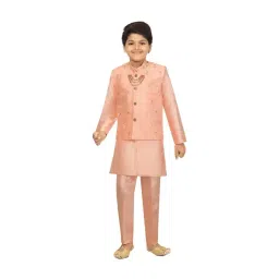 Ahhaaaa Kids Baby Pink Embroidered Kurta Set-picture-33