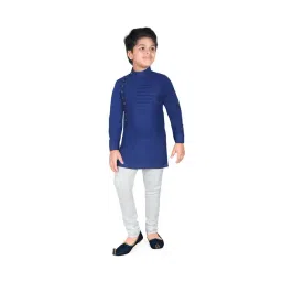 Ahhaaaa Kids Blue & White Solid Kurta with Pyjamas-picture-17