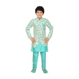 Ahhaaaa Kids Blue Floral Print Kurta Set-picture-22