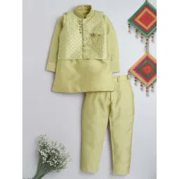 Ahhaaaa Kids Green Embellished Full Sleeves Kurta Set-picture-18