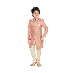 Ahhaaaa Kids Pink & Gold Embroidered Kurta with Pajamas-picture-25