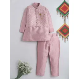 Ahhaaaa Kids Pink Embellished Full Sleeves Kurta Set-picture-16
