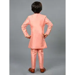 Ahhaaaa Kids Pink Embellished Full Sleeves Sherwani Set image 2