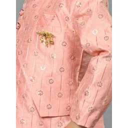 Ahhaaaa Kids Pink Embellished Full Sleeves Sherwani Set image 4