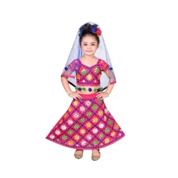 Ahhaaaa Kids Pink Embroidered Choli, Lehenga with Dupatta-picture-27