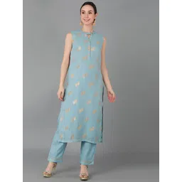 AHIKA Women Blue Ethnic Motifs Printed Kurta with Trousers-picture-19