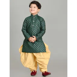 AHLAN APPARELS Boys Embroidered Regular Sequinned Dupion Silk Kurta with Patiala-picture-31
