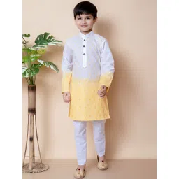 AHLAN APPARELS Boys Embroidered Thread Work Pure Cotton Kurta With Pyjamas-picture-35