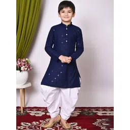 AHLAN APPARELS Boys Ethnic Motifs Embroidered Sequinned Kurta with Patiala & With Dupatta-picture-34