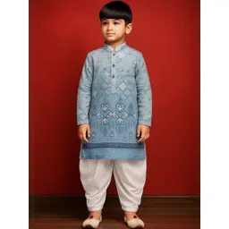 AHLAN APPARELS Boys Long Sleeves Mandarin Collar Regular Ethnic Kurta with Dhoti Pants-picture-38