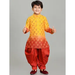 AHLAN APPARELS Boys Printed Regular Dupion Silk Kurta with Patiala &-picture-45
