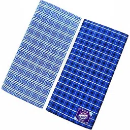 ahmadun Cotton Check Lungi for Men Free Size Branded, Stylish, Soft and Comfortable 2 Meters Long in Blue and Grey color Unstitched Mixed Cotton set of 2-picture-17