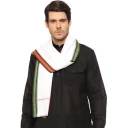 ahmadun Embroidered Cotton Blend Men White Scarf-picture-23