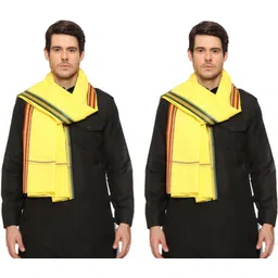 ahmadun Embroidered Cotton Blend Men Yellow Scarf-picture-7