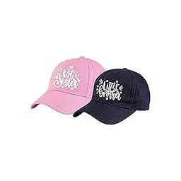 aica AICABig Sister & Little Brother Cotton Cap – Pink & Blue Color, Adjustable Strap, Free Size-picture-29