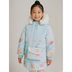 AIDAN PAUL Girls Printed Therma Fit Water Resistant Faux Fur Padded Jacket With Bag-picture-24