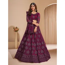 Aika Embroidered Beads and Stones Semi-Stitched Lehenga & Unstitched Blouse With Dupatta-picture-33