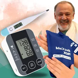 Aika AK-S10 Blood Pressure Monitor with Talking Guidance, Digital Thermometer & CG-101 Cold Gel Pack for Precise Monitoring and Injury Recovery I Bp Monitor-image-1