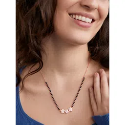 AIKA BY MINUTIAE Rose Gold-Plated Crystal Studded & Beaded Mangalsutra-picture-21