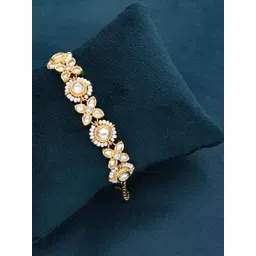 AILYAK Women 18kt Gold Plated Floral Pearl Zirconia Diamond Bracelet-picture-29