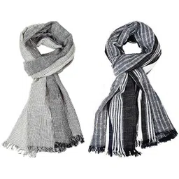 aimee Self Design Pure Cotton Men Multicolor Stole-picture-42