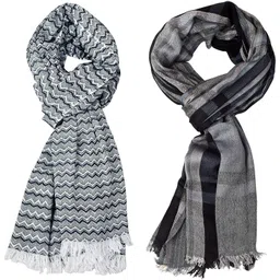 aimee Self Design Pure Cotton Men Multicolor Stole-picture-11