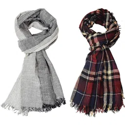 aimee Self Design Pure Cotton Men Multicolor Stole-picture-36