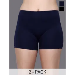 Aimly Women Pack Of 2 Skinny Fit Mid-Rise Stretchable Cycling Sports Shorts-picture-14