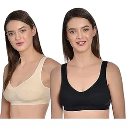 aimly Women's Cotton Non-Padded Non-Wired Ful Coverage Sports Bra Pack of 2-picture-25