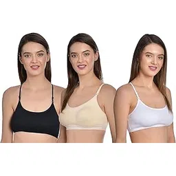 aimly Women's Cotton Non-Padded Non-Wired Low Coverage Multiway Sports Bra Pack of 3-picture-47
