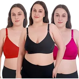 aimly Women's Wire-Free Moulded Cotton Polyester T-Shirt Bra | Seamless, Non-Padded, Full Coverage with Adjustable Straps-picture-40