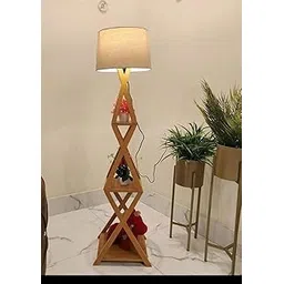 AIO Deco Wooden Floor Lamp with 3 Tier Shelf, Jute Shade for Living Room Decoration, Pack of 1-picture-28